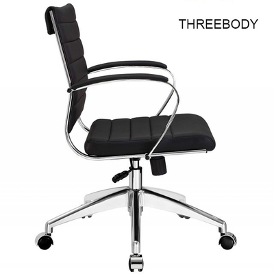 Mid Back Executive Office Chair , Comfortable Black Leather Office Chair