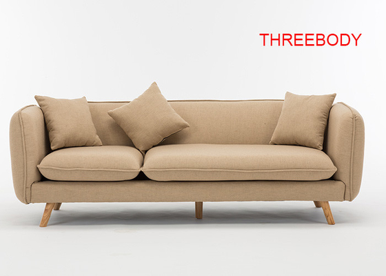 High Resilience Corner Sectional Couch , Khaki Living Room Fabric Sofas