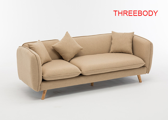 High Resilience Corner Sectional Couch , Khaki Living Room Fabric Sofas