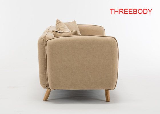 High Resilience Corner Sectional Couch , Khaki Living Room Fabric Sofas