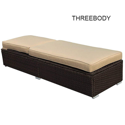 Brown Wicker Outdoor Patio Sectional Sofa Set , Modern Patio Furniture Beige Seat Lounge Chair