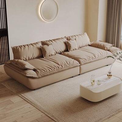 Oakland Sailboat Italian Cream Style First Layer Cowhide Living Room Sofa