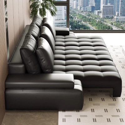 Lawrence Multifunctional Intelligent Single And Multi-Person Adjustable L-Shaped Electric Leather  Sofa
