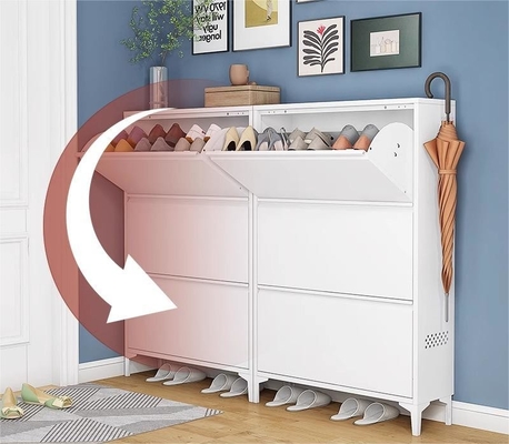 Simple Multi-Layer Large-Capacity Steel Tip-Type Shoe Storage Cabinet For Home Entrance, Exterior Door, Elevator Aisle