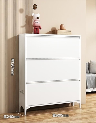 Simple Multi-Layer Large-Capacity Steel Tip-Type Shoe Storage Cabinet For Home Entrance, Exterior Door, Elevator Aisle