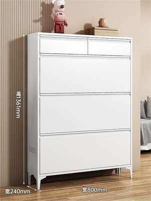 Simple Multi-Layer Large-Capacity Steel Tip-Type Shoe Storage Cabinet For Home Entrance, Exterior Door, Elevator Aisle