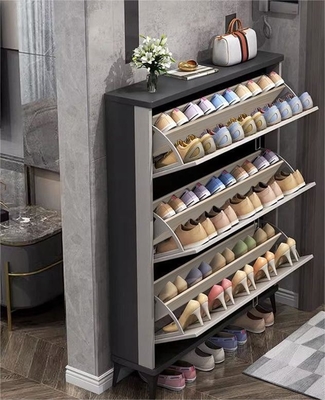 Solid Wood Italian-Style Ultra-Thin Tipping Shoe Storage Cabinet For Home Entrance, Home Exterior Door, Elevator Aisle