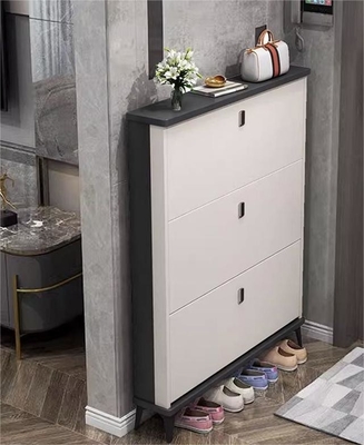 Solid Wood Italian-Style Ultra-Thin Tipping Shoe Storage Cabinet For Home Entrance, Home Exterior Door, Elevator Aisle