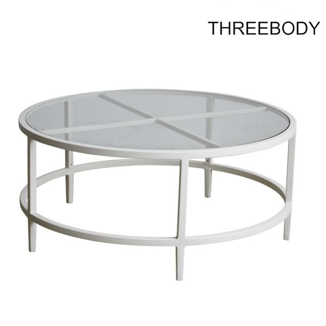 Commercial Outdoor Garden Furniture White Metal Outdoor Coffee Table / Small Patio Side Table